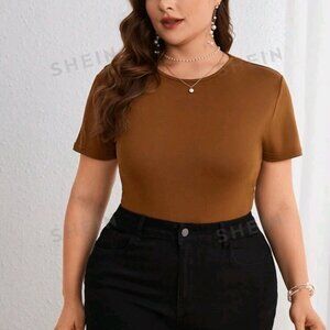 Essnce Women's Plus Size Short Sleeve Bodysuit